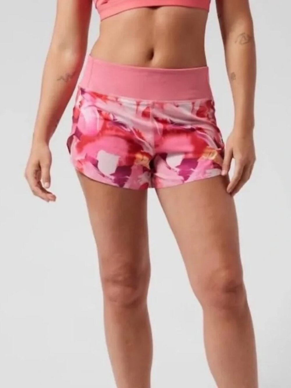 NWT Athleta Printed Run With It 3.5" Short Athletic Running Pink Size XL NEW
